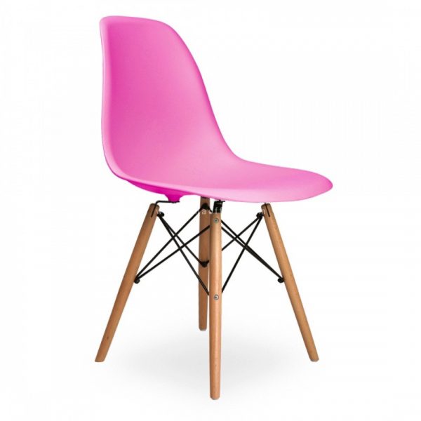 Ghế Eames chân gỗ màu hồng